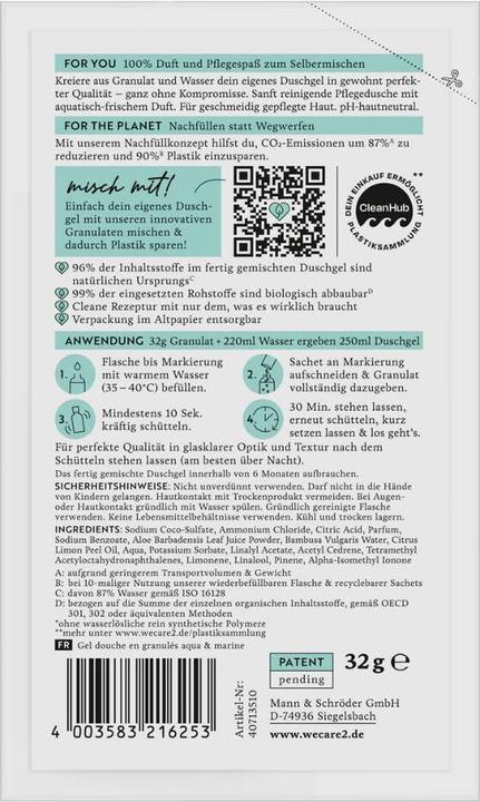 Valori nutrizionali e ingredienti we:care2 Duschgel-Granulat, Aqua-Marine