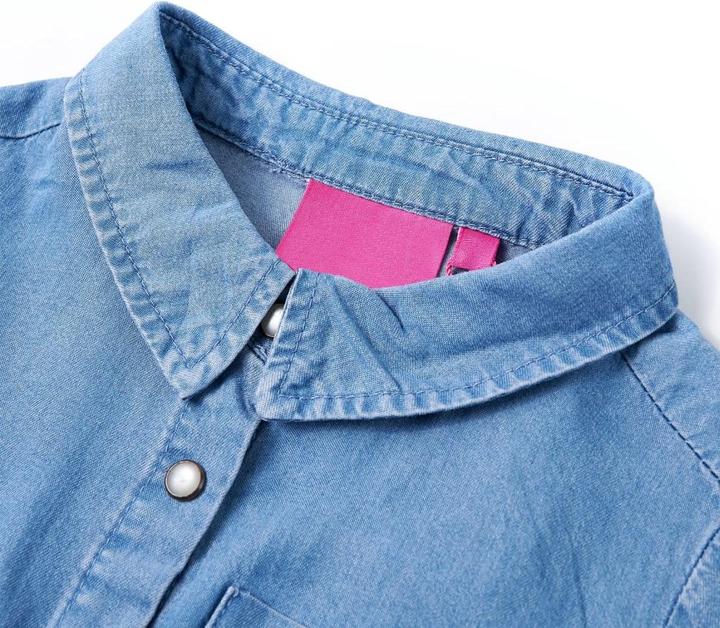 Produktbild VidaXL Kinderkleid mit Langen Ärmeln Marineblau und Jeansblau (92)