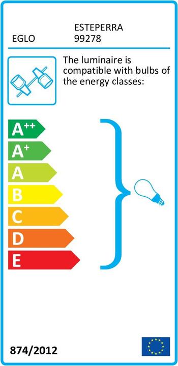 Energie-Label EGLO Aufbauspot ESTEPERRA 3x E27, Schwarz/Gold (E27)