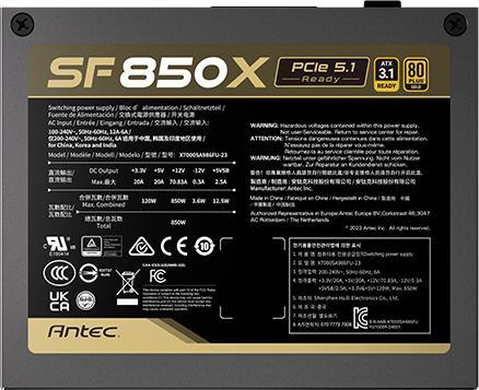 Actual product image Antec Power supply SF 850X SFX4.1 Modular (850W) 80+ Gold retail (850 W)