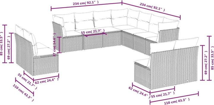 Actual product image VidaXL 10-piece garden lounge set with cushions