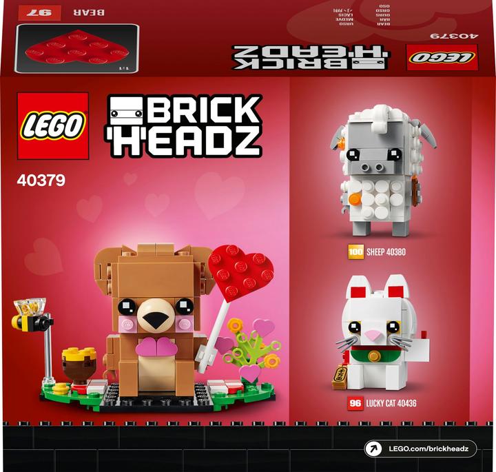 Produktbild LEGO Valentinstag-Bär (40379, LEGO Brickheadz)