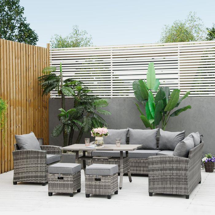 Produktbild Swisshandel24 Luxus Polyrattan Gartenmöbel Set für 7 Personen Gartengarnitur Loungemöbel mit Beistelltisch Sitzkis