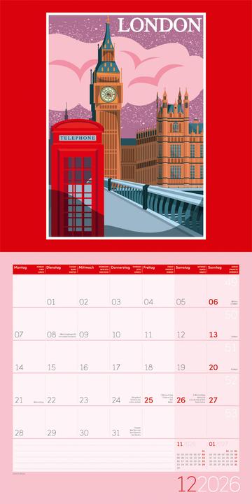 Produktbild Vintage Voyage - Reiseposter - Kalender 2026 - 30x30 (30 x 30 cm, Harter Einband, Deutsch, Französisch, Englisch)