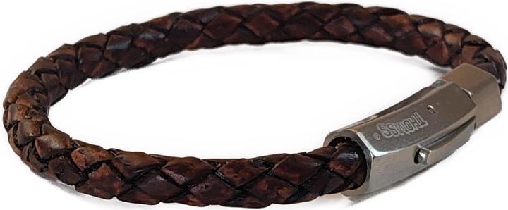 Produktbild Thomss Lederarmband No.23 Unisex Leder Braun & Edelstahlverschluss Umfang 19.7cm (19.70 cm, Edelstahl, 100% Leder)