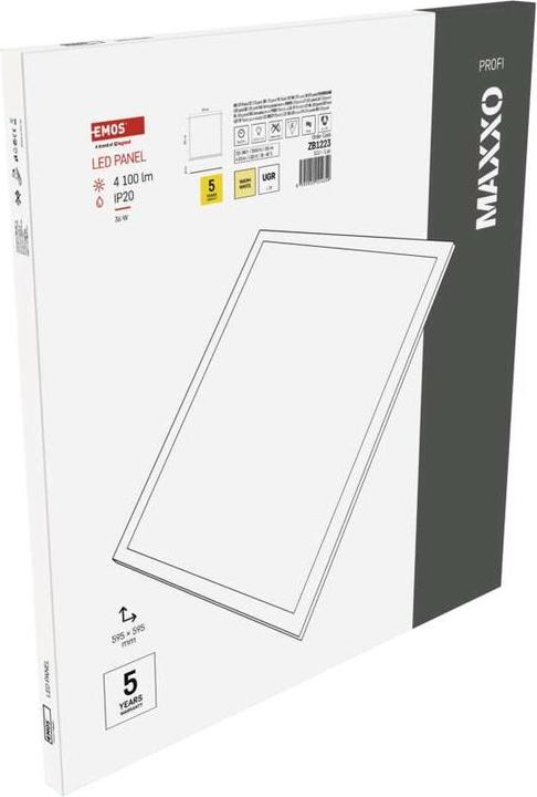 Produktbild Emos LED Einbauleuchte MAXXO 60x60, quadr., weiss, 36W warmweiss UGR (4100 lm)