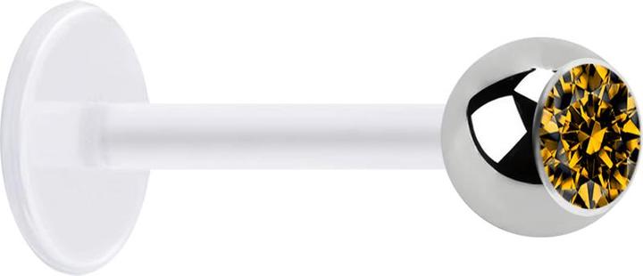 Immagine prodotto Star Piercing Micro Labret trasparente con sfera in argento e cristallo di topazio (senza ottone, Acciaio chirurgico 316L, Bioflex)