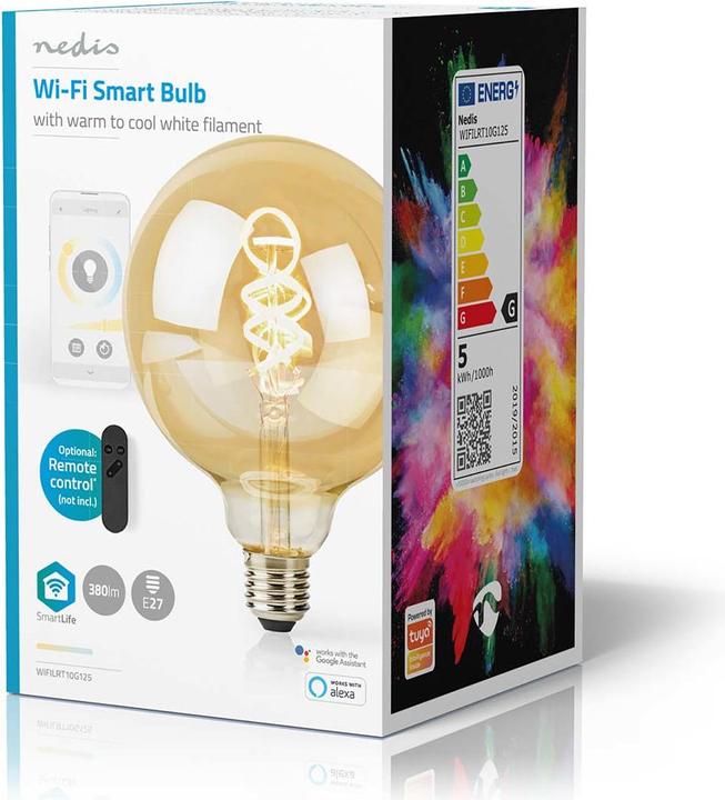 Immagine prodotto Nedis WIFILRT10G125 Smartlife Lampada a filamento LED WLAN E27 360 lm 4,9 W Bianco caldo o freddo 1800 - (E27, 4.90 W, 360 lm, 1 x, G)