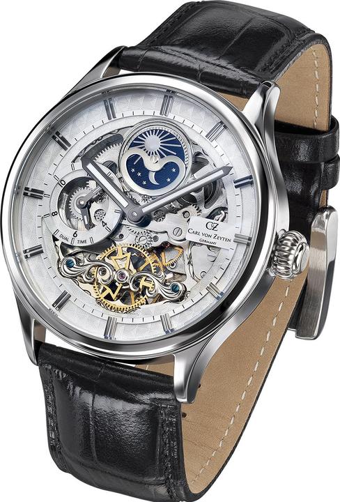 Carl von Zeyten CVZ0008WHS Neustadt Automatik Dual Time 46mm 3ATM (Analoguhr, 46 mm)