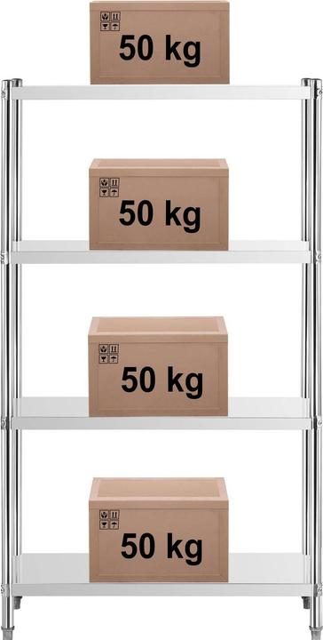 Produktbild Royal Catering Edelstahlregal Küchenregal Gastro Regal Standregal Schwerlastregal 100x40x180 cm