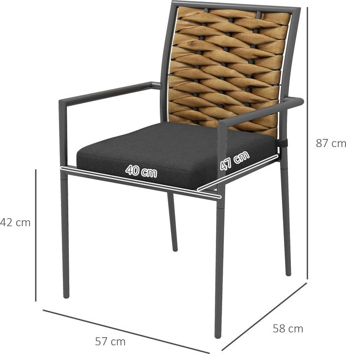 Actual product image Outsunny Stackable garden chairs with cushions