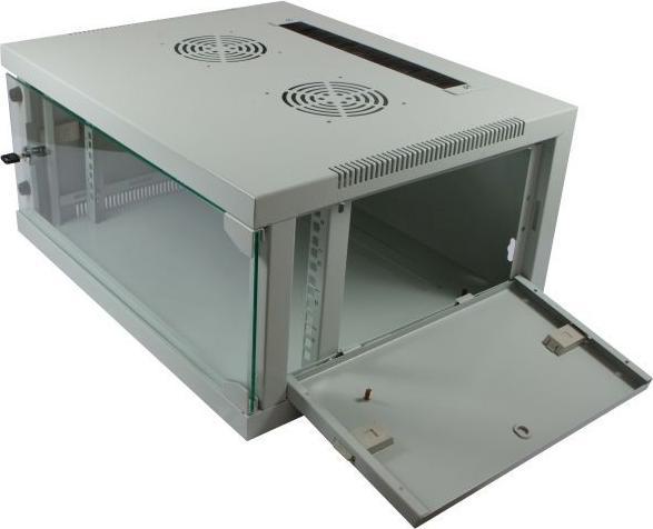Produktbild Allnet 19 zollwandgehäuse 12he 1-teilig t445/b541mm lichtgrau smq-serie. (10.86 HE, 19 Zoll Rack)