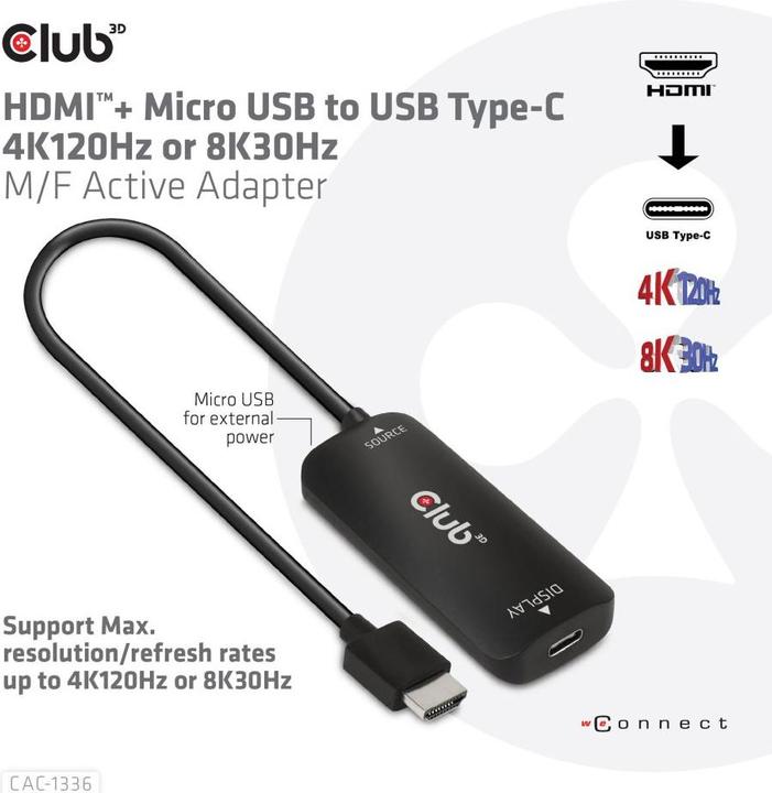 Actual product image Club 3D HDMI + MicroUSB to (HDMI, 7.20 cm)
