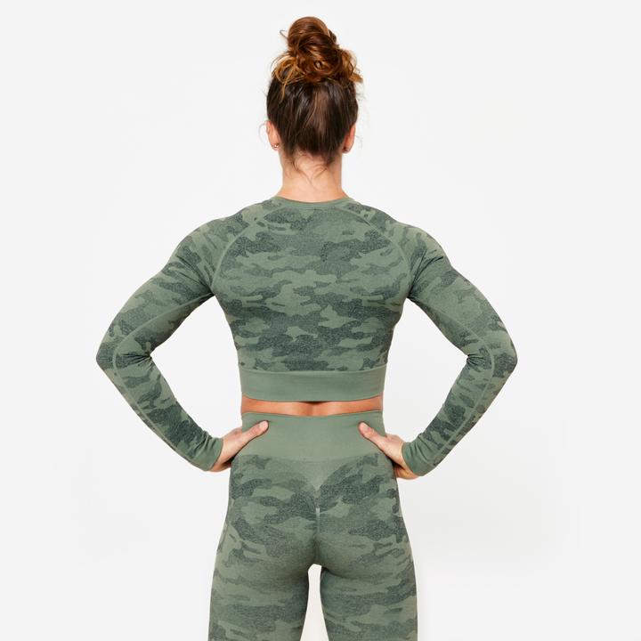 Actual product image Domyos Long sleeve shirt crop top ladies - green (XL)