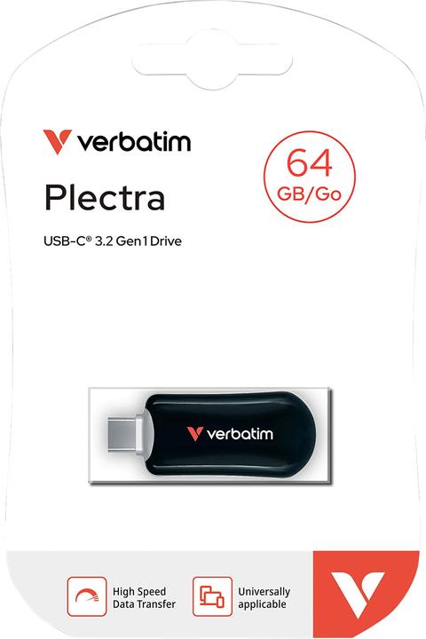 Image du produit Verbatim Plectra Black 64GB USB-C Flash Drive 30224 (64 Go, USB-C)
