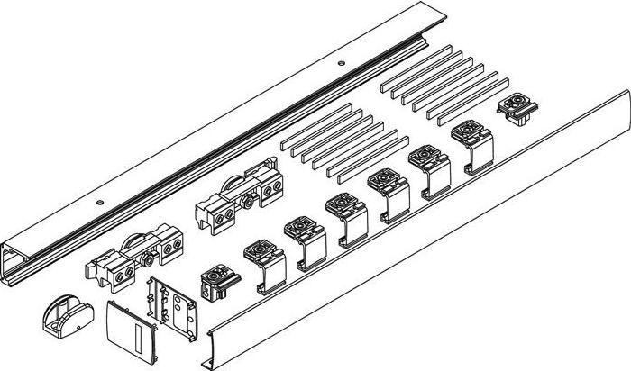 Produktbild Geze Schiebesystem Levolan 120 120 kg 2450 mm Edelstahllook Glasflügel Komplettset 64-124 cm Wandmontage