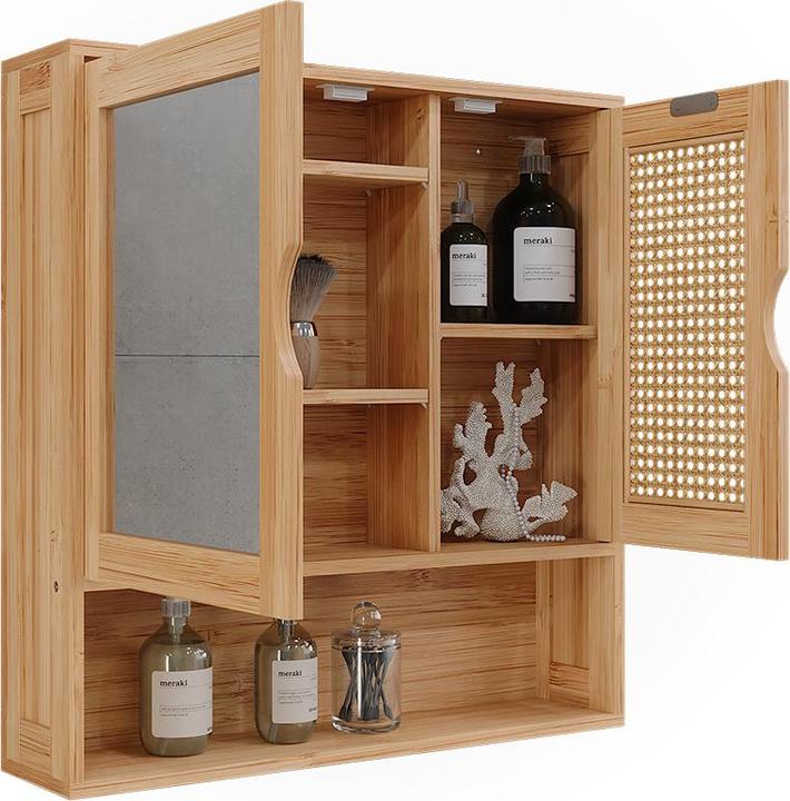 Image du produit Vichy Badspiegelschrank Liora, Bambus/Rattan, 56 x 58 cm mit Spiegel