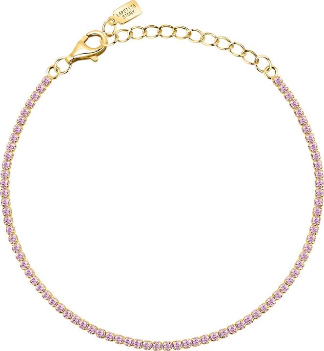 La Petite Story - Gold-plated tennis bracelet with pink zircons Silver LPS05AWV62 (19 cm, Silber 925)