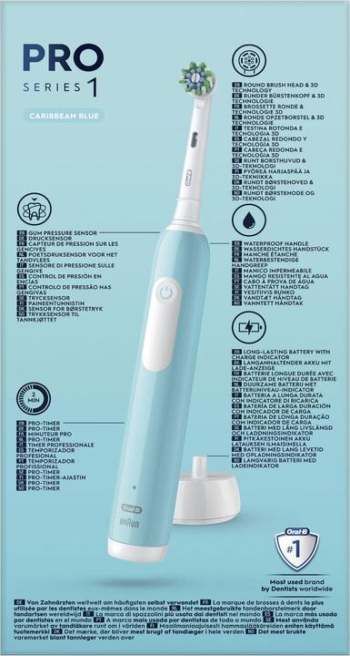 Actual product image Braun Oral-B Series 1 Blue Rechargeable Electric Toothbrush with 2 Replacement Brush Heads, 1 Toothbrush (Oscillating toothbrush)