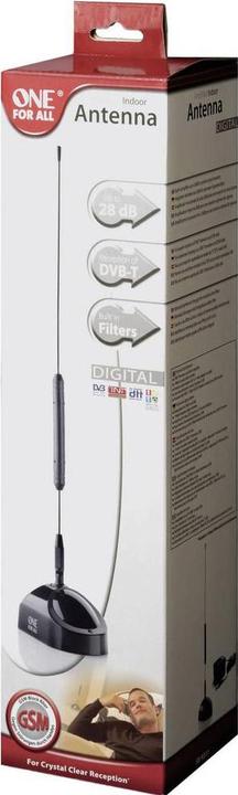 Immagine prodotto One for All Antenna a tubo Dvbt interna Euro 21l Lte (Antenna a stilo, 28 dB, DVB-T / -T2, DAB/ DAB+)
