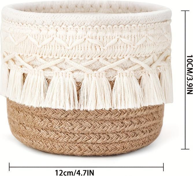 Produktbild Alopini 1pc Handmade Boho Chic Makeup Brush Holder - Wicker Cosmetic Storage Basket with Brushes