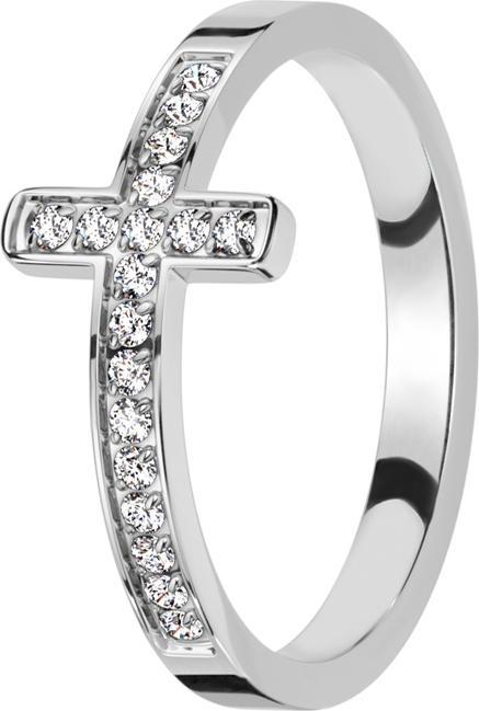 Actual product image Star Piercing Ring silver cross with crystals silver (52, Steel)