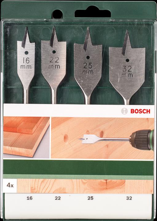 Actual product image Bosch Zubehör 4tlg. Flachfräsbohrer-Set 16,0x16022,0x16025,0x16032,0x165 (16 millimetres)