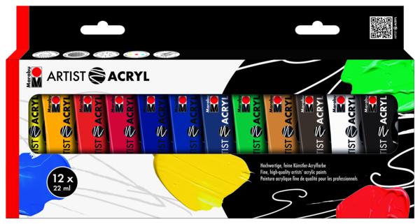 Image du produit Marabu Peinture acrylique Artist Acryl Set 12x 22 ml (Multicolore, 264 ml)