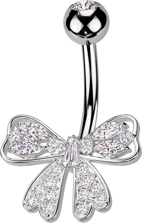 Produktbild Star Piercing Banane silber mit Kugel silber Kristall silber und Masche Kristalle silber (Chirurgenstahl 316L, Messing)