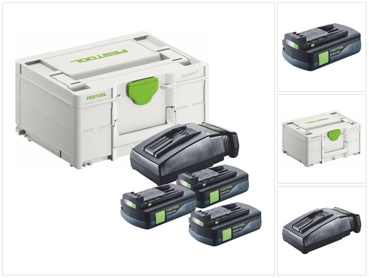 Festool Energie Set 3x BP 18 Li 3,0 C Akku 18 V 3,0 Ah / 3000 mAh Li-Ion ( 3x 577658 ) + TCL 6 (18 V)
