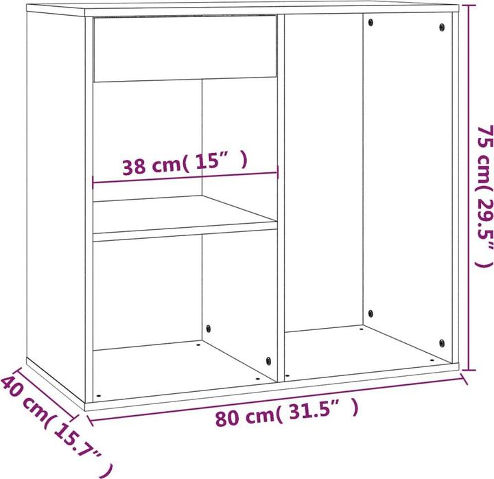 Actual product image VidaXL Kosmetikschrank Schwarz 80x40x75 cm Holzwerkstoff (80 x 40 x 75 cm)
