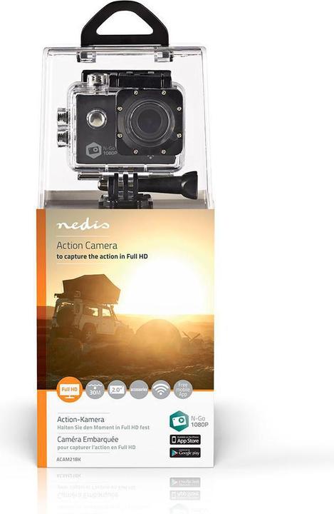 Image du produit Nedis Action Cam 1080p@30fps 12 MPixels Etanche à : 30.0 m 90 min WLAN Application disponible pour : Andro (30p, WiFi)