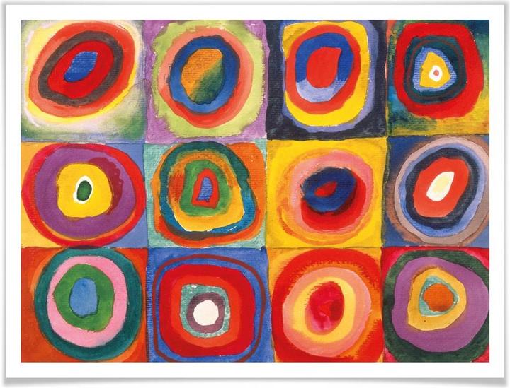 Produktbild Trenddeko Kandinsky - Farbstudie: Quadrate und konzenzentrische Ringe (80 x 60 cm)