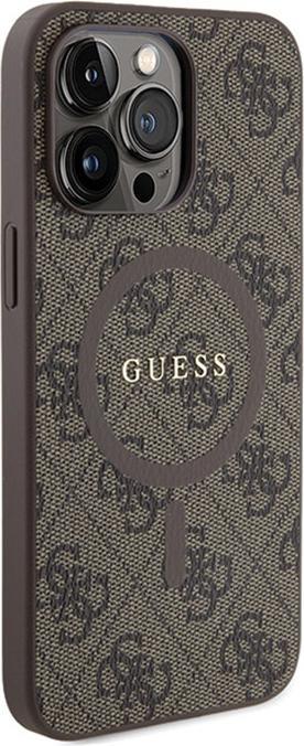 Produktbild Guess GUHMP15LG4GFRW iPhone 15 Pro 6.1" brązowy/brown hardcase 4G Collection Leather Metal Logo MagS (Apple iPhone 15 Pro)