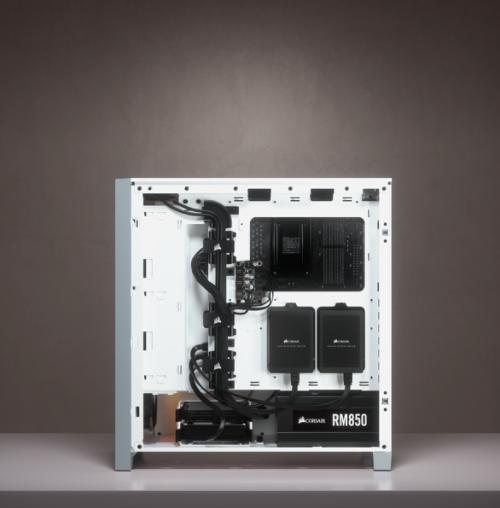 Produktbild Corsair iCUE 4000X RGB Mid-Tower White-Gehäuse aus gehärtetem Glas (mATX, Mini-ITX, ATX, E-ATX)