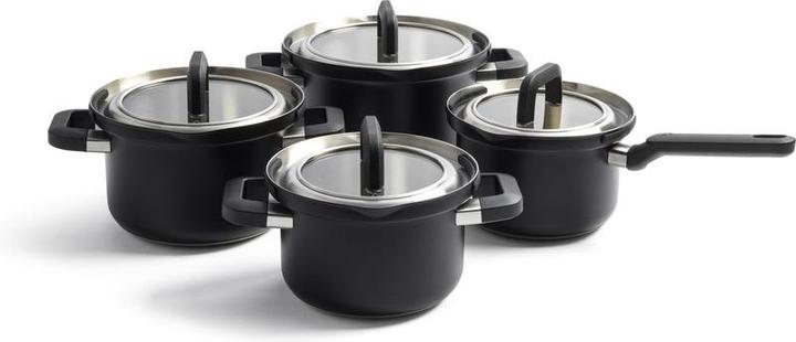 Produktbild BK Flow Cool Glas Kookpannenset - 4 delig - Zwart (Kochtopf)
