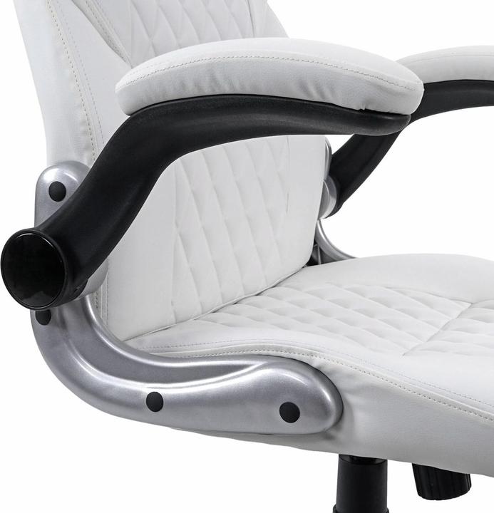 Immagine prodotto Swisshandel24 Sedia da ufficio, sedia da scrivania, sedia direzionale, sedia girevole, similpelle - bianco - 65247