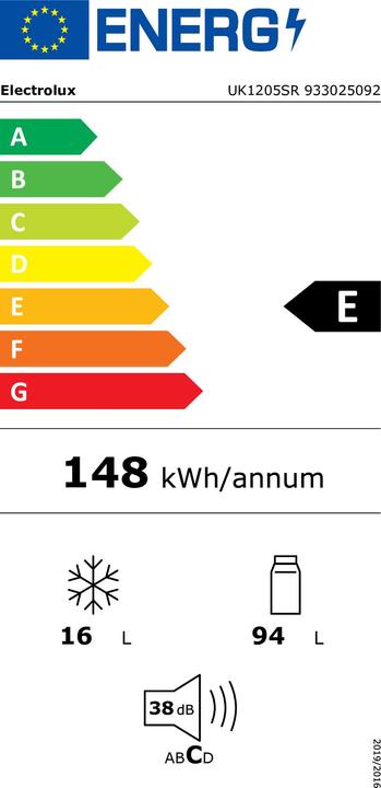Label énergétique Electrolux UK1205SR (187 l)