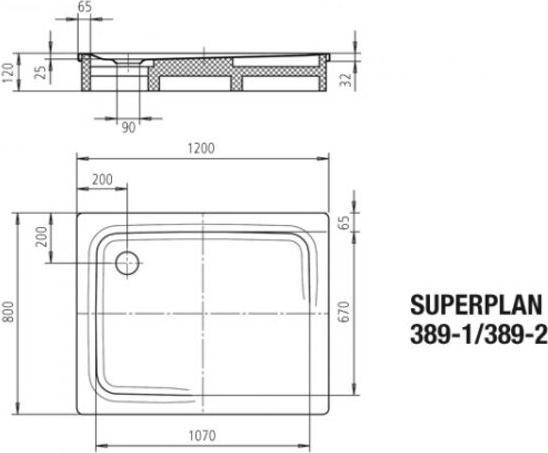 Produktbild Kaldewei Superplan Classic 389-1 80x120cm