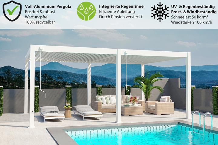 Immagine prodotto Weide Pergola Deluxe Plus 4x6m con tetto a doghe bianco (400 cm, 600 cm)
