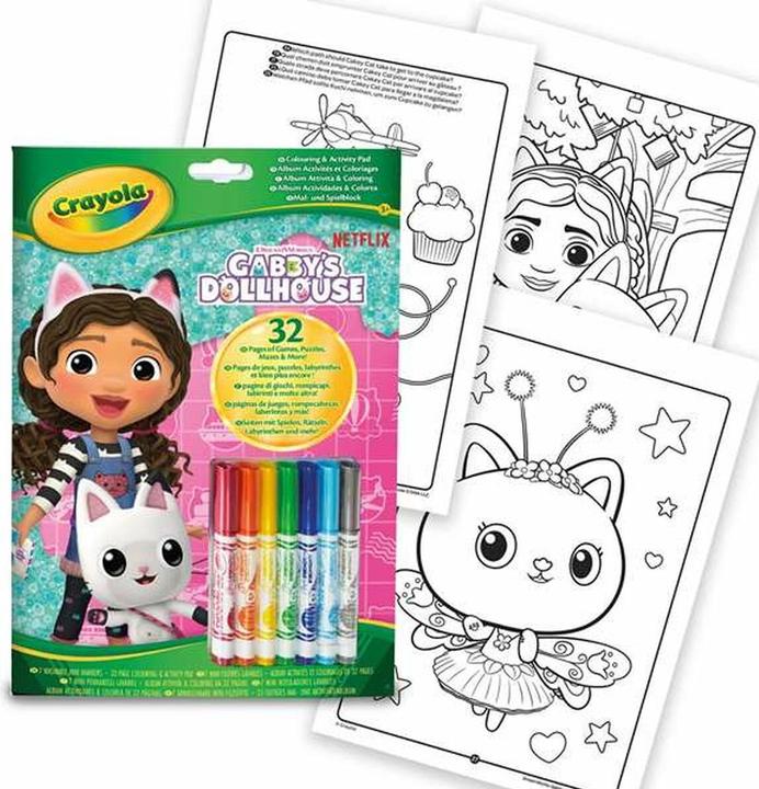 Produktbild Crayola Album Aktivität und Ausmalen Gabby's Dollhouse, 32 Ausmalseiten und 7 abwaschbare Mini-Filz