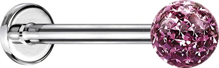 Immagine prodotto Star Piercing Micro Labret argento con sfera di cristallo viola chiaro e strato protettivo epossidico (senza ottone, Acciaio chirurgico 316L)