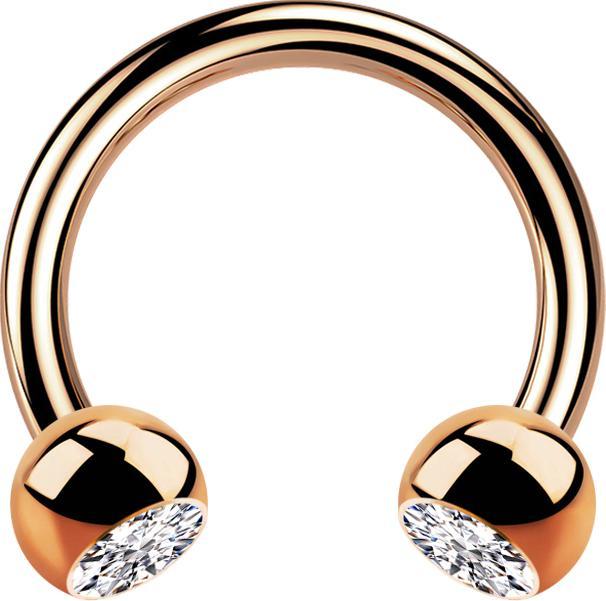 Produktbild Star Piercing Micro Circular Barbell rosegold mit zwei Kugeln Kristall silber (Chirurgenstahl 316L, ohne Messing)