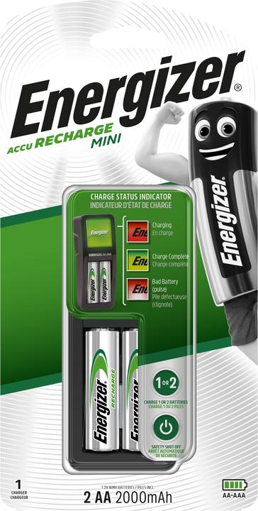 Actual product image Energizer Recharge Mini (2 pcs., AA, 2000 mAh, Battery + charger)