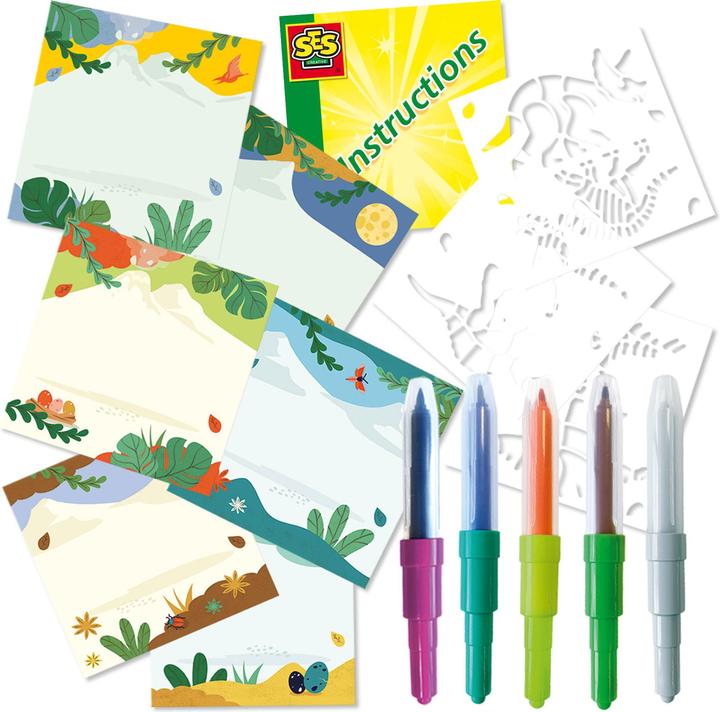 Actual product image Ses Creative Blow Airbrush Pens - Dinosaur with Magic Colour Change
