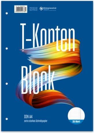Produktbild Staufen T-Konten-Block Original Style, A4, 10 Konten je Seite, Blautöne (80 g/m², 25 x, A4)
