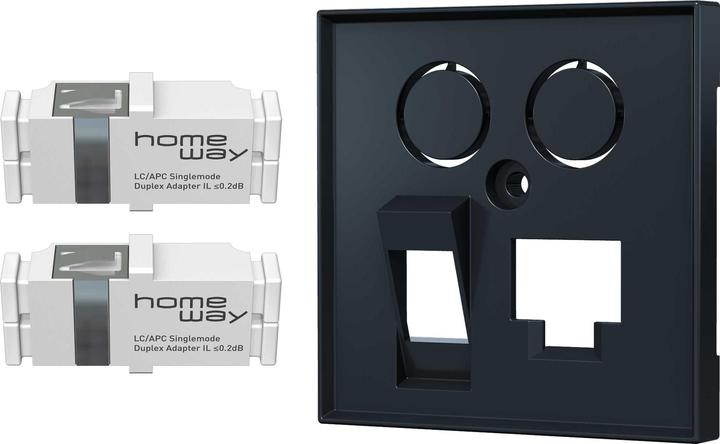 Produktbild Homeway Fiber Set one.Fiber Anth HW-OFKSE55ANG 2xLC/APCD-SM-Kupp+ZP Multi-Einsatz/Abdeckung für Date