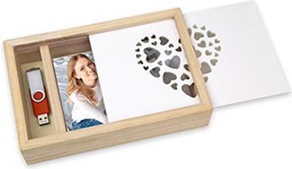Actual product image ZEP Love Box USB 13x18 wood for photos and stick (13 x 18 cm)