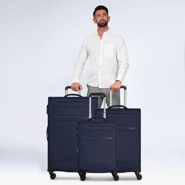 Immagine prodotto Worldpack Set di valigie Chicago a 4 ruote, 3 pezzi con piega elasticizzata (186 l, XL (da 115l))