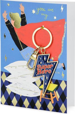 Produktbild Partydeco Card with keychain Super Hero, 12x16 cm (1 pkt / 1 pc.)